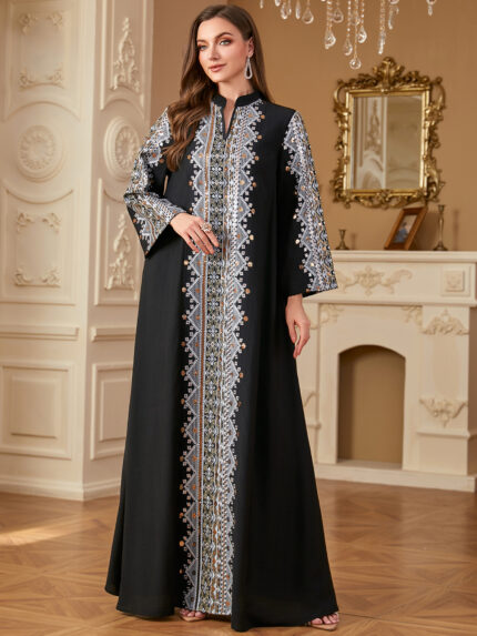 Samira Black Embroidered Abaya
